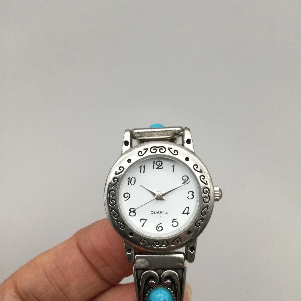 Accutime Southwest Womens Watch 25mm Silver Tone Expansion Bracelet New Battery